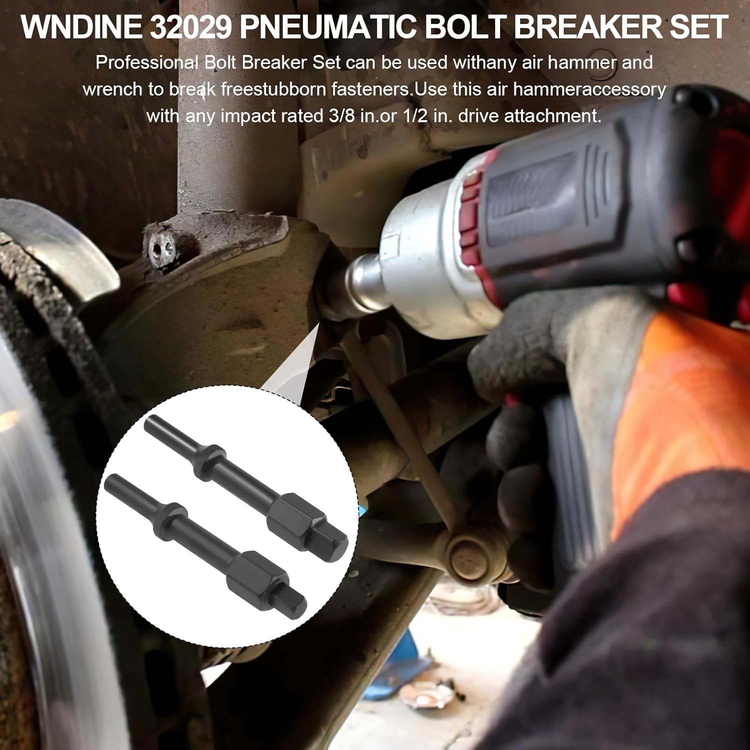 Shake ‘n Break Pneumatic Bolt Breaker Set – 1/2″ & 3/8″ Heavy-Duty Tools