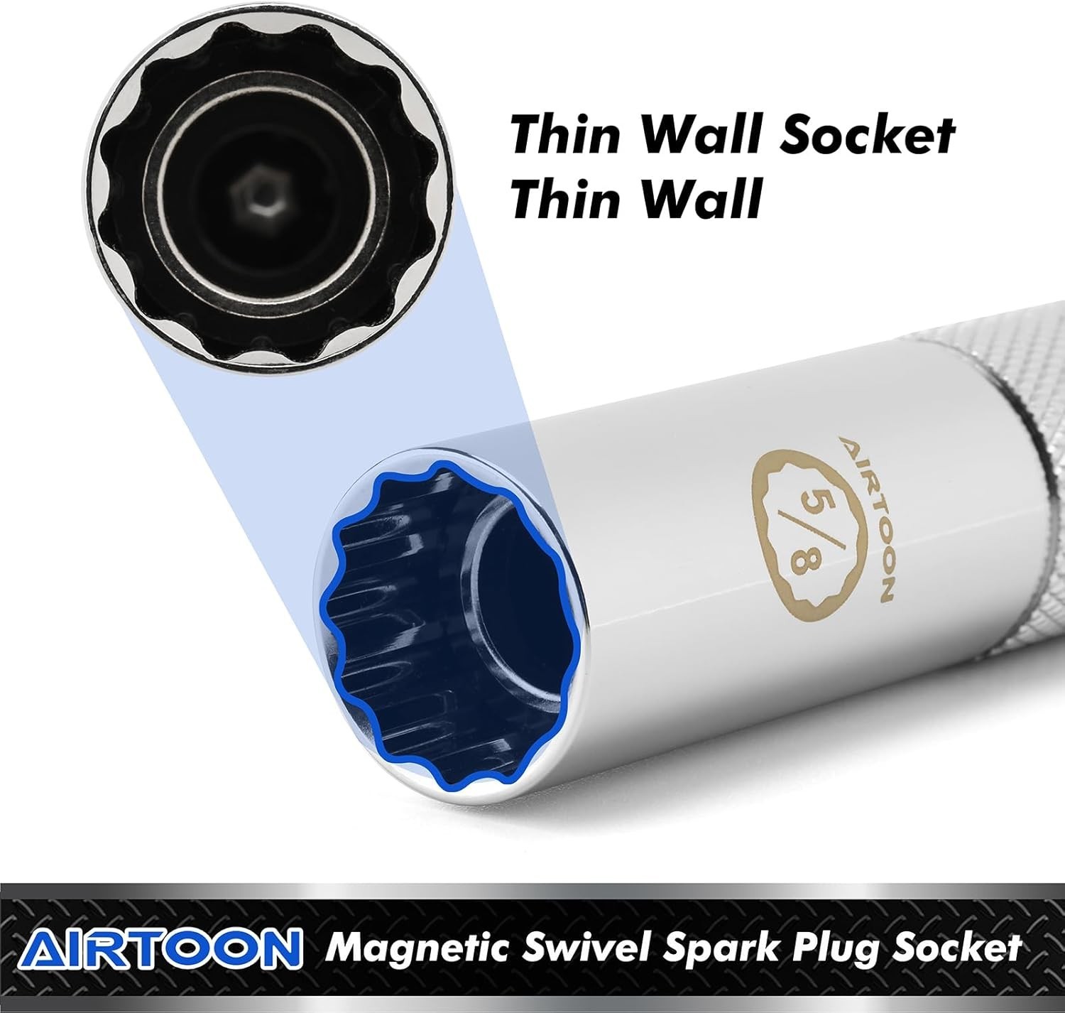 7-Piece 3/8″ Dr. Magnetic Swivel Spark Plug Socket Set