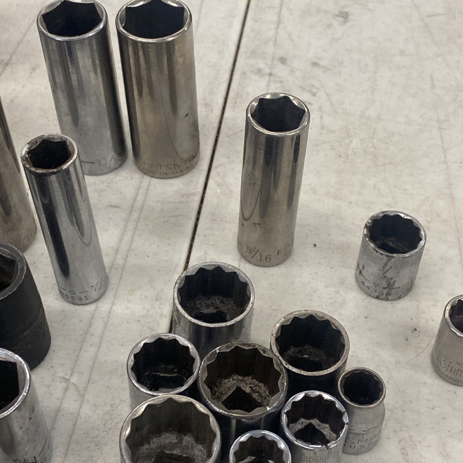 70+ pc. Lot Vintage Craftsman USA 1/4, 3/8 & 1/2 inch Drive Deep Sockets, M0899