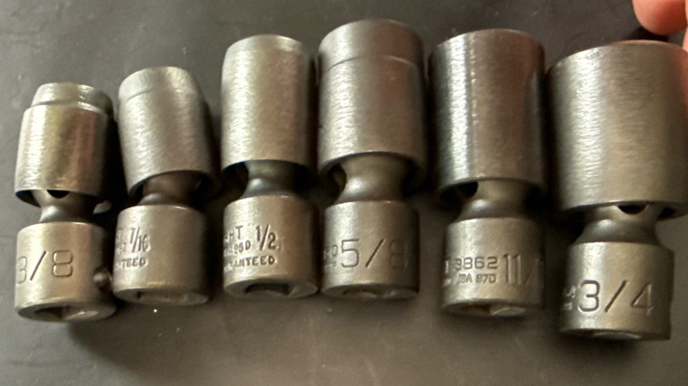 WRIGHT TOOL 6pc 3/8” Dr UNIVERSAL SWIVEL FLEX IMPACT SOCKET SET 3/8” – 3/4” SAE