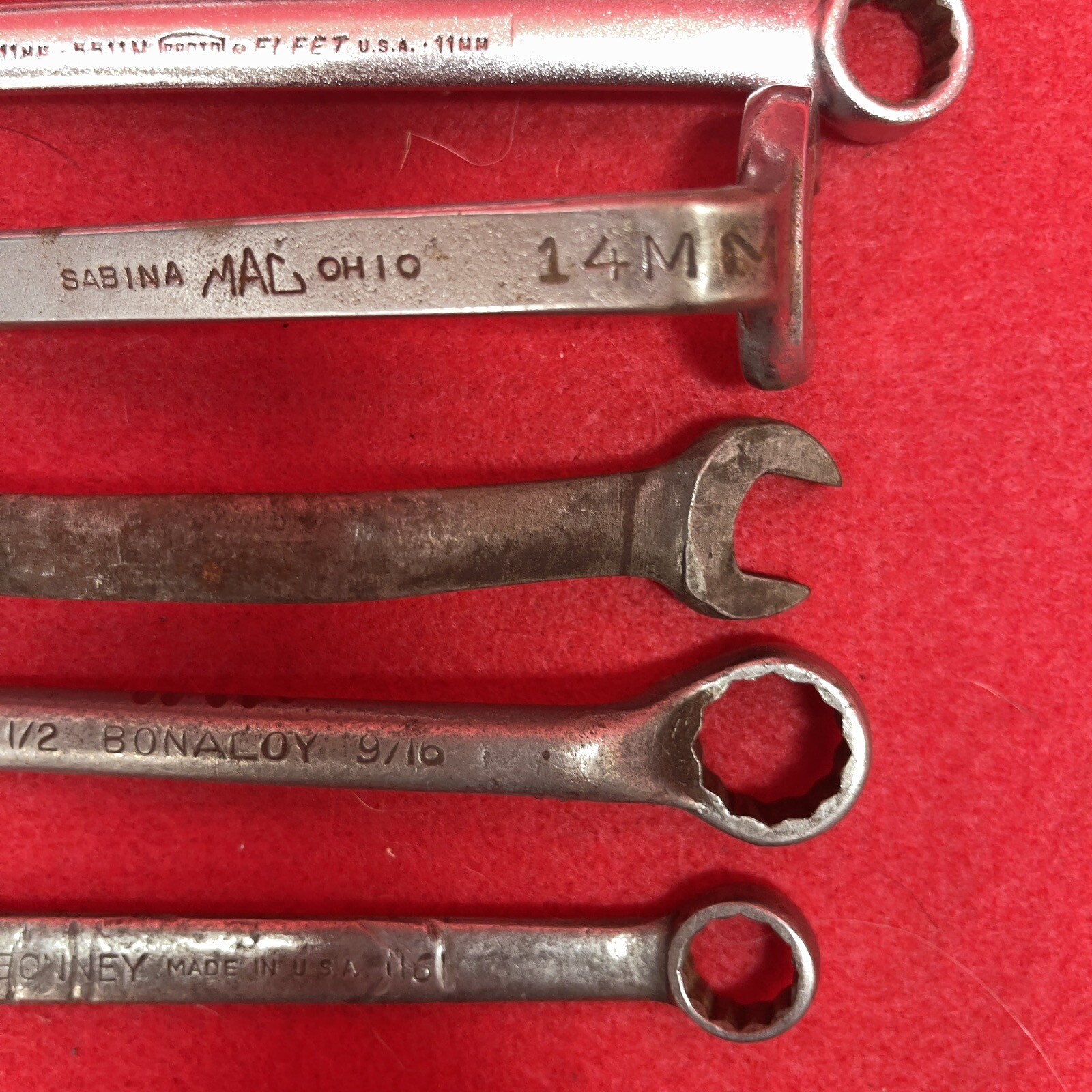 Snap on Lot of 9 MAC Proto Sears BluePoint Bonney Combination Wrenches Mechanic