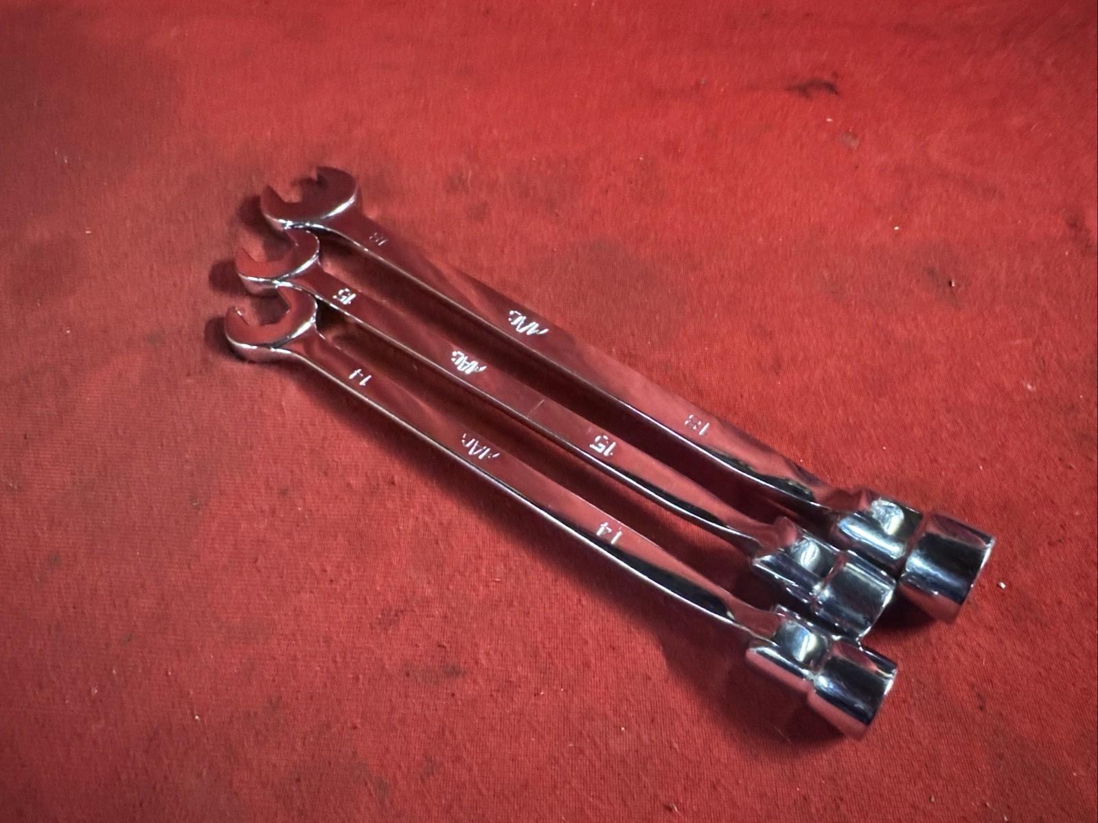 MAC TOOLS 14mm 15mm 18mm Metric Combination Flex-Head Box Wrench Set 6 POINT 3pc