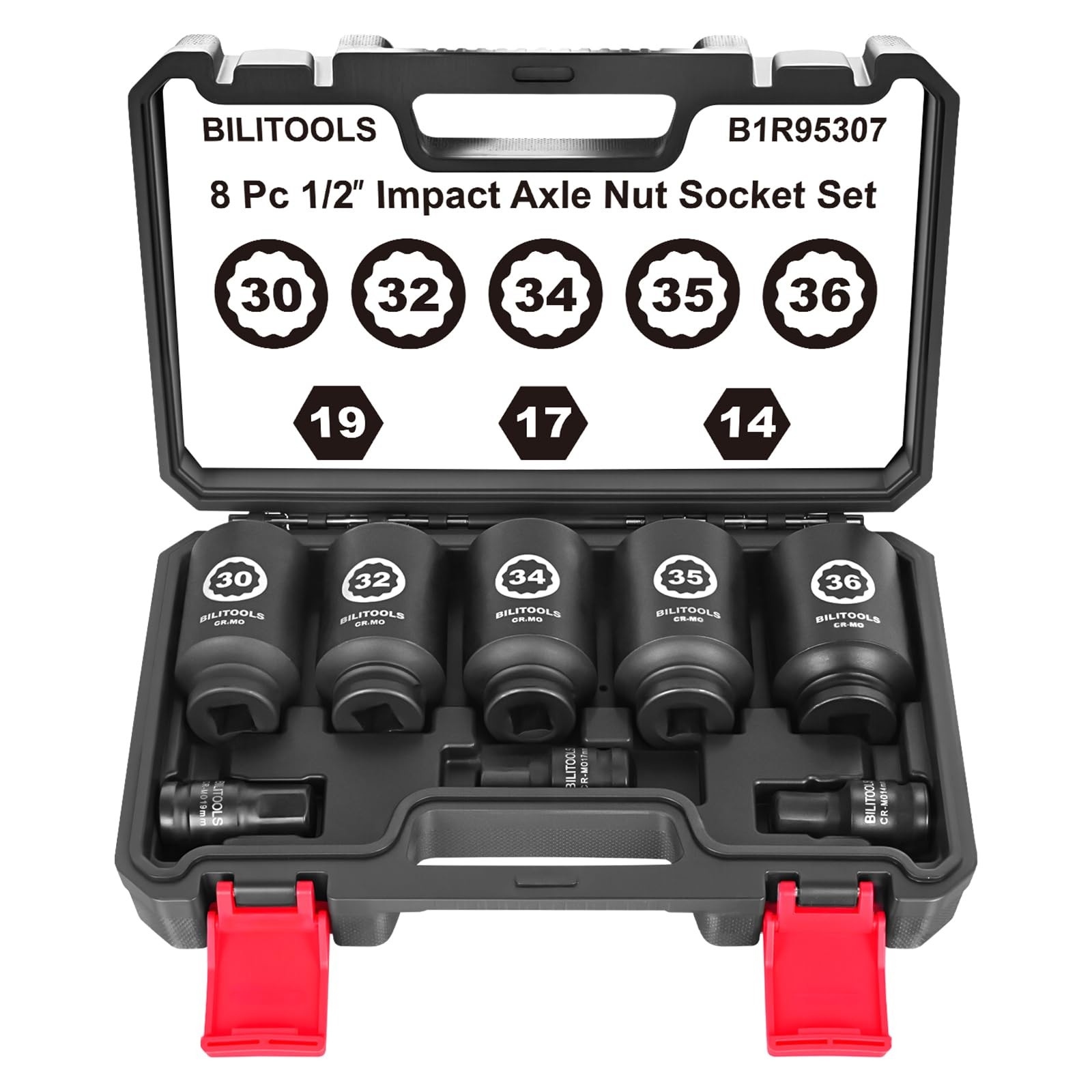 BILITOOLS 12 Point Axle Nut Socket Set, 1/2″ Drive Spindle One Size