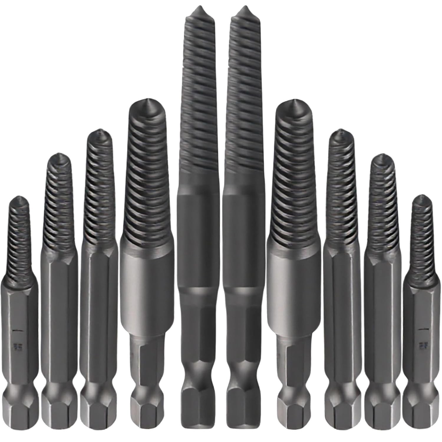 Extractor Tornillos Rotos 1/4″ Remover Pernos Dañados Barridos Acero HSS 10 PCS