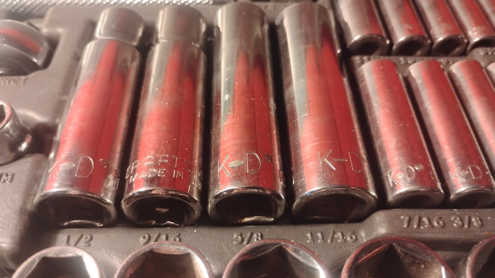 HUGE KD/Craftsman Set. Missing 2 Pieces. Half Inch, 3/8, Quarter Inch Socket Set