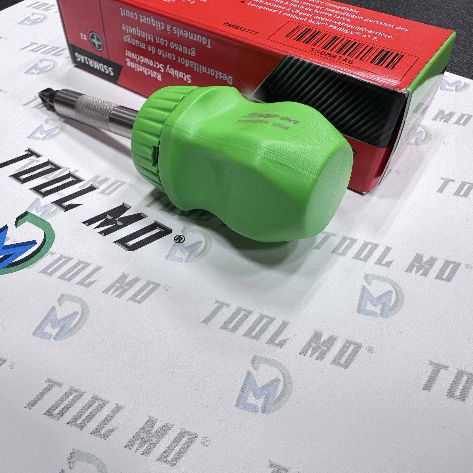 Snap-on Tools USA NEW GREEN Stubby Hard Handle Ratcheting Screwdriver SSDMR1AG