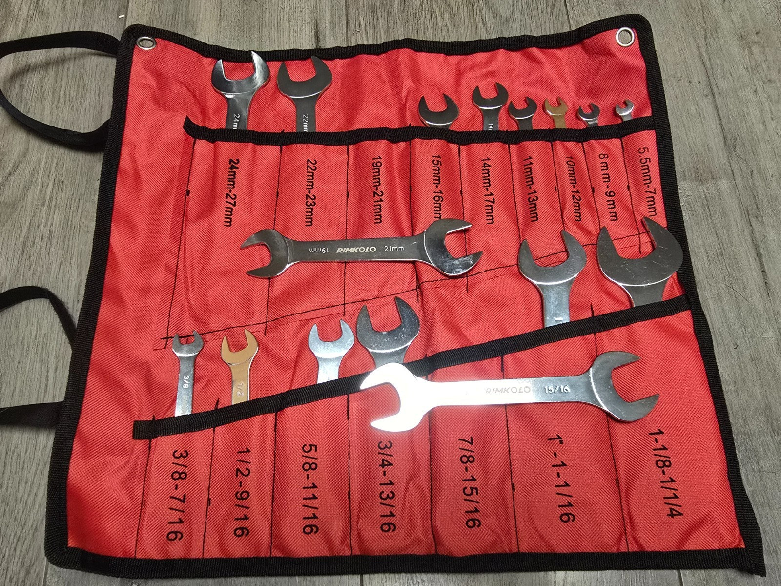Rimkolo Tools 16 pc SAE & Metric Thin Wrench Set 5.5 to 27mm & 3/8 to 1-1/4″