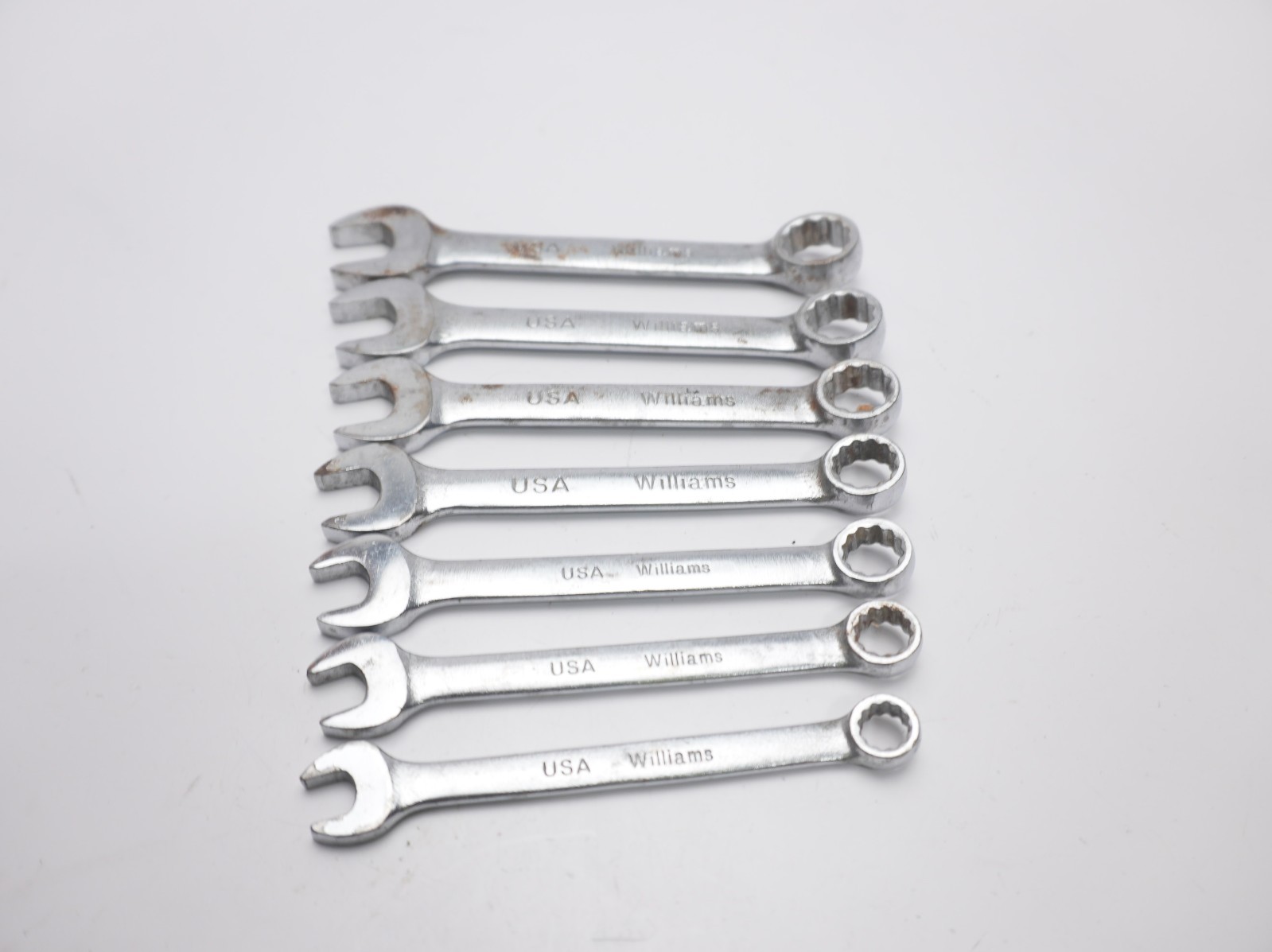 Williams Superrench Short Stubby Combination Wrench 7 pc Set 12 pt USA 3/8″-3/4″