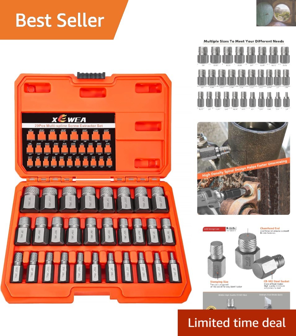 Versatile 29-Piece Bolt Extractor Set – Perfect for Professionals and DIYers