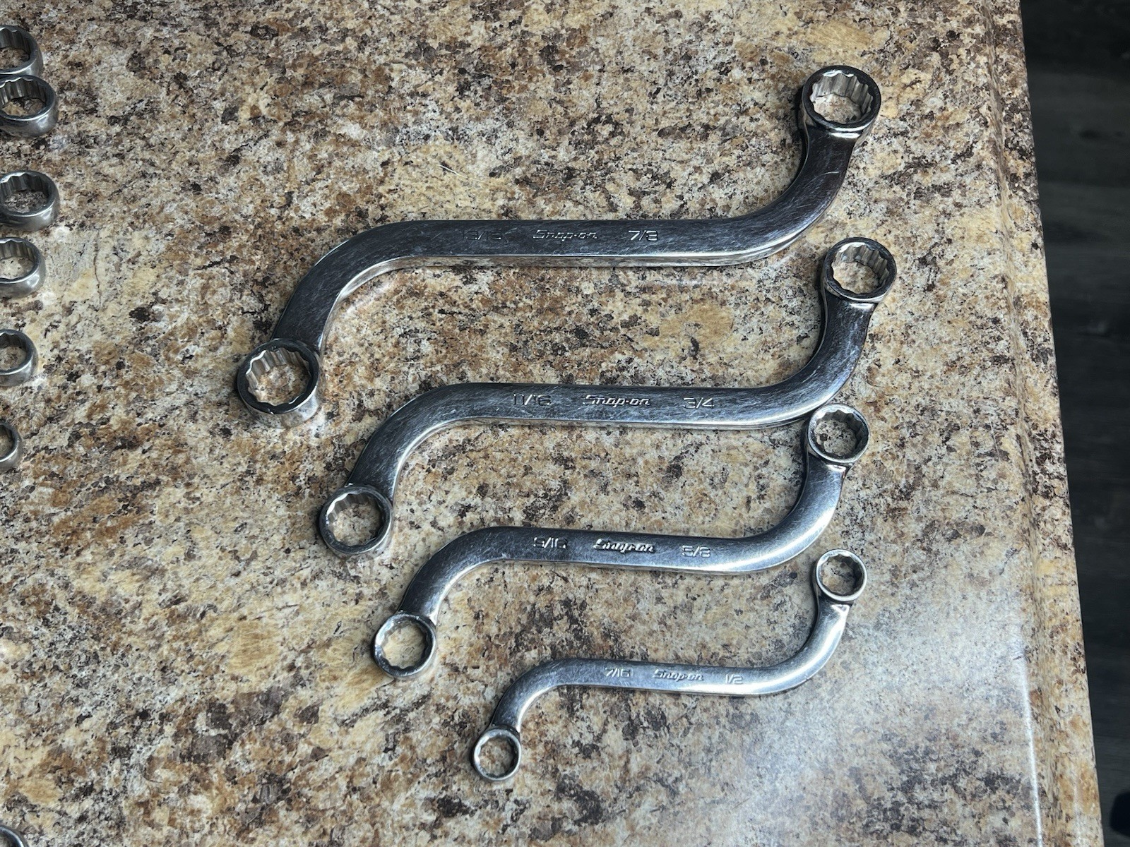 Snap On Tools SBX605 4 Pc 12 Point SAE S-Shaped Obstruction Box Wrench Set