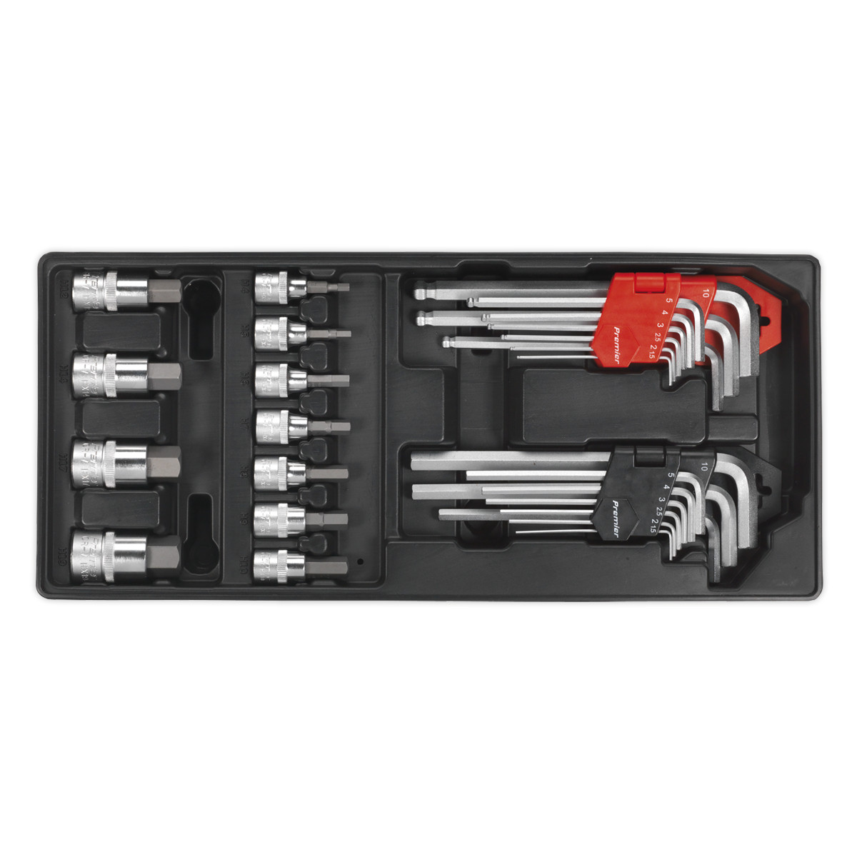 Sealey Hex/Ball-End Hex Key & Socket Bit Set With Tool Tray 29 Pieces TBT07