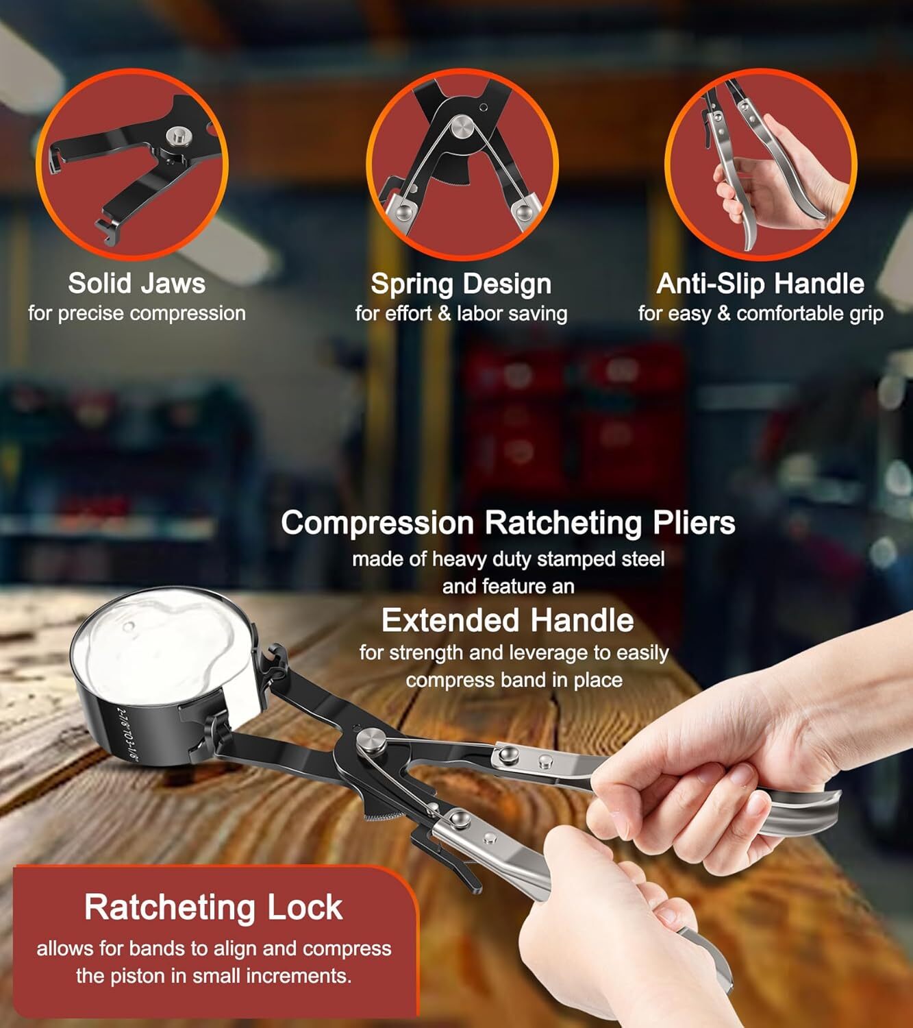 940387 Piston Ring Compressor Tool Set for Car Engine Vehicle Maintenance Clamps