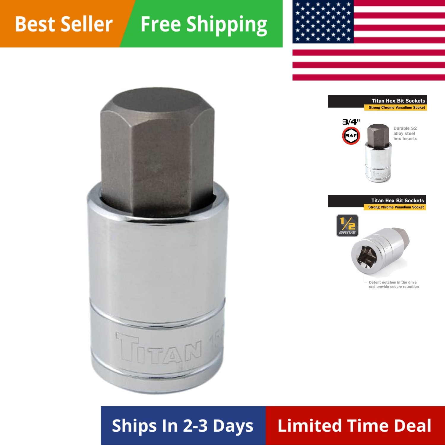 15666 1/2-Inch Drive x 3/4-Inch Hex Bit Socket