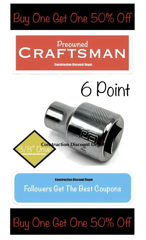 USED Craftsman 3/8″ Drive 6 Point Shallow Standard Metric Socket 6mm CMMT43516