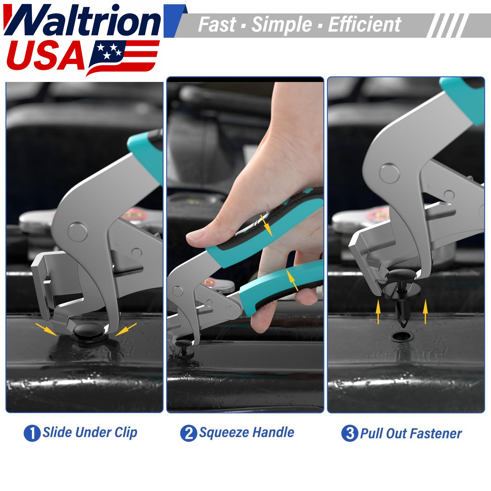BURMONG 1 Pack Metal Car Clip Pliers Disassembly Tool, Professional Auto Blue