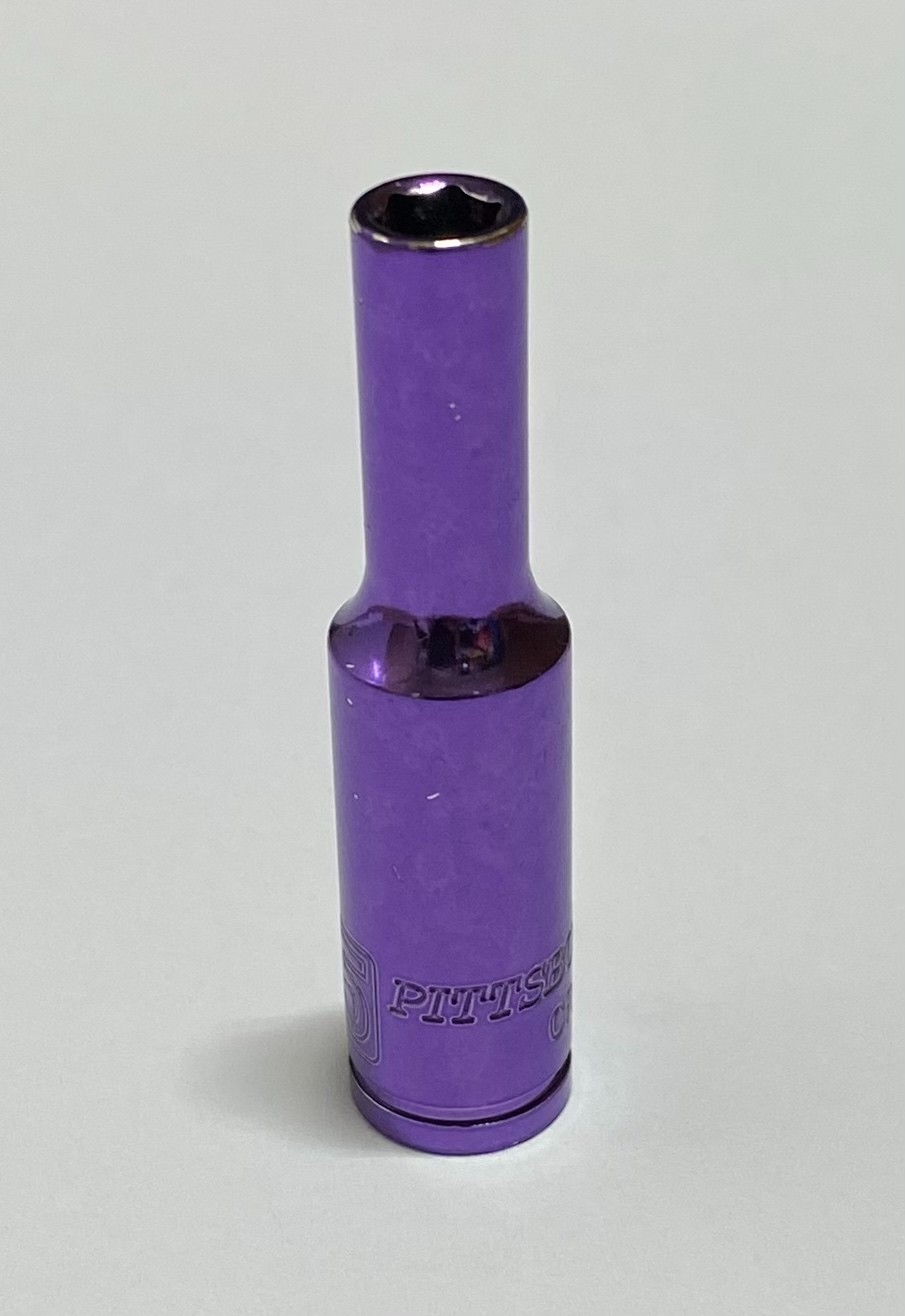 Pittsburgh Pro Purple 5mm 1/4″ Drive 6 Point Metric Deep Socket 2 inches Long