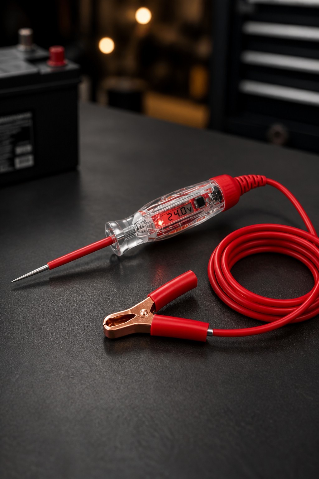 Snap On Tools RED 24V Digital Display 4-49V Circuit Tester EECT424HD 6ft Cord NW