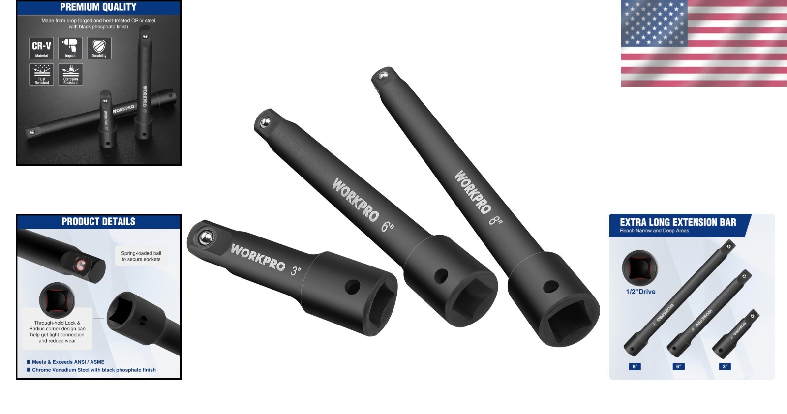 Corrosion-Resistant Impact Extension Set – 3 Sizes for Versatile Applications