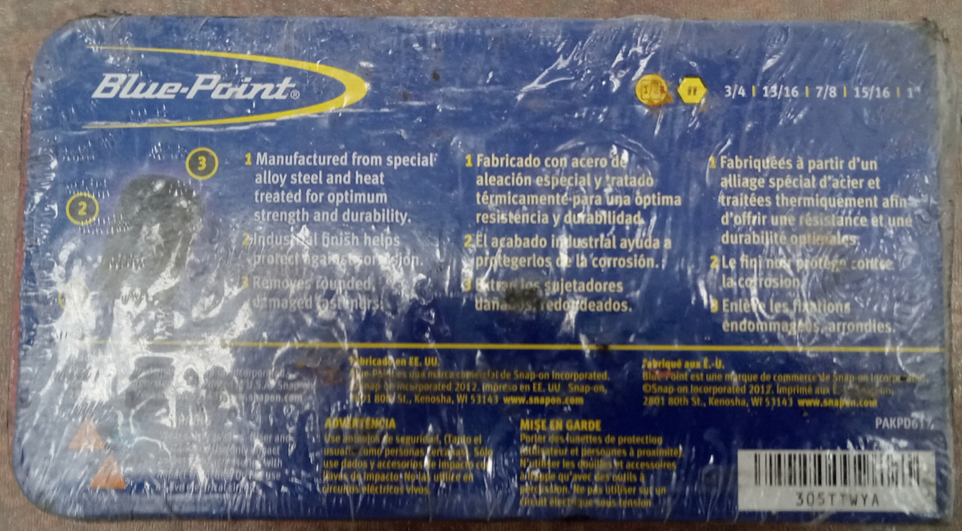Blue-Point 305ttwya 3/4-1” Shallow Twist Impact Socket Set Sealed New