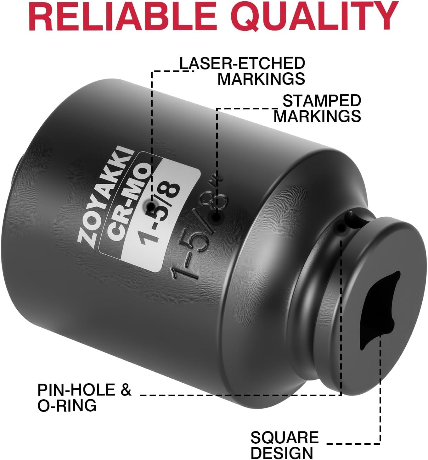 1/2″ Drive x 1-5/8 Inch SAE Deep lmpact Socket, CR-MO 1/2-inch Drive 6 Point …
