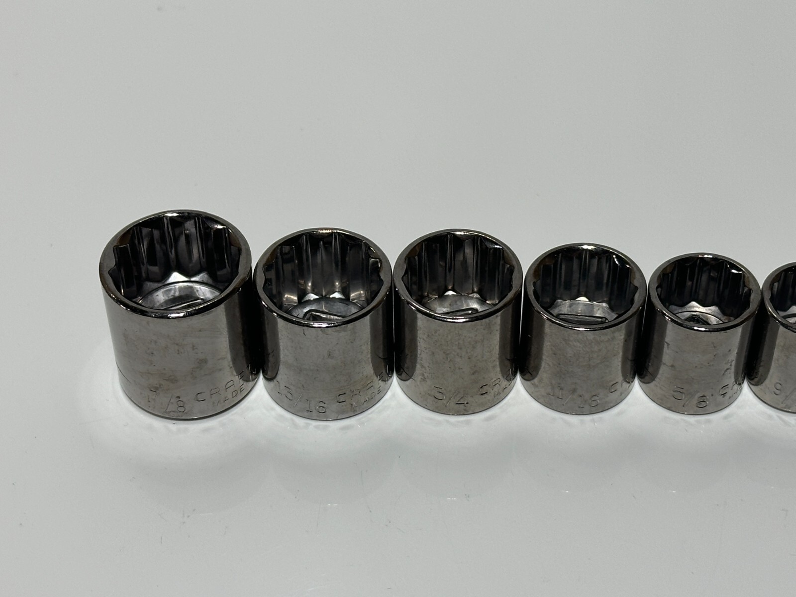 NOS Craftsman Tools USA G-Series 11pc SAE Shallow Socket Set 12 Point 3/8” Drive