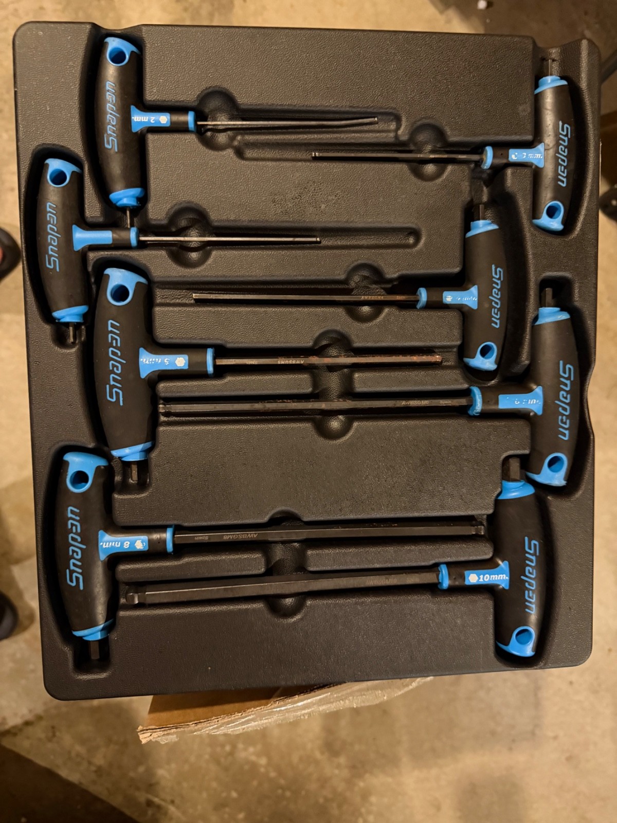 Snap On AWSGM800A Blue 8 piece Metric T / L Shaped Combination Hex Wrench Set