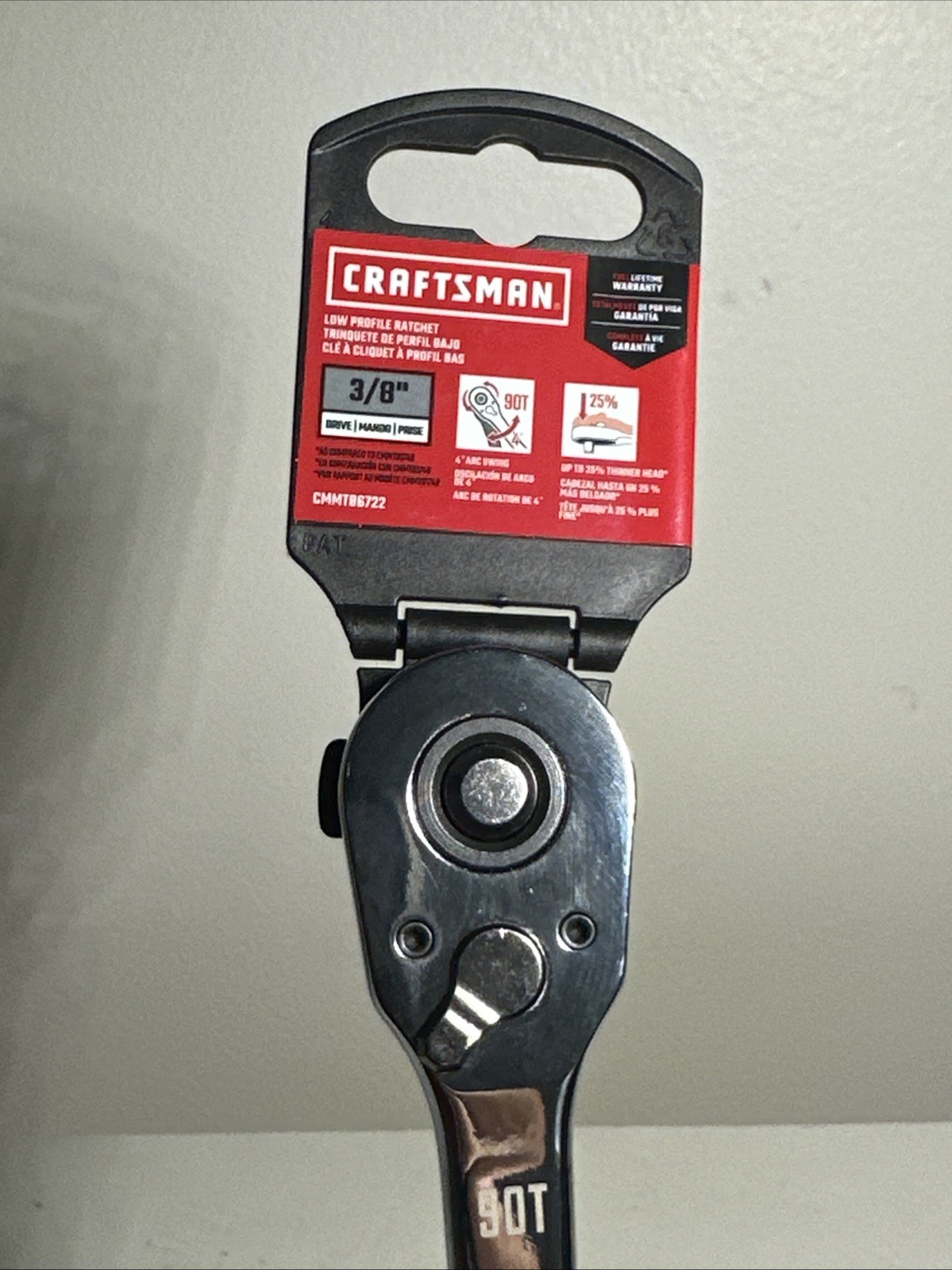 CRAFTSMAN 90 Tooth Quick Release Low Profile 3/8″ Inch Drive Ratchet Model 86722