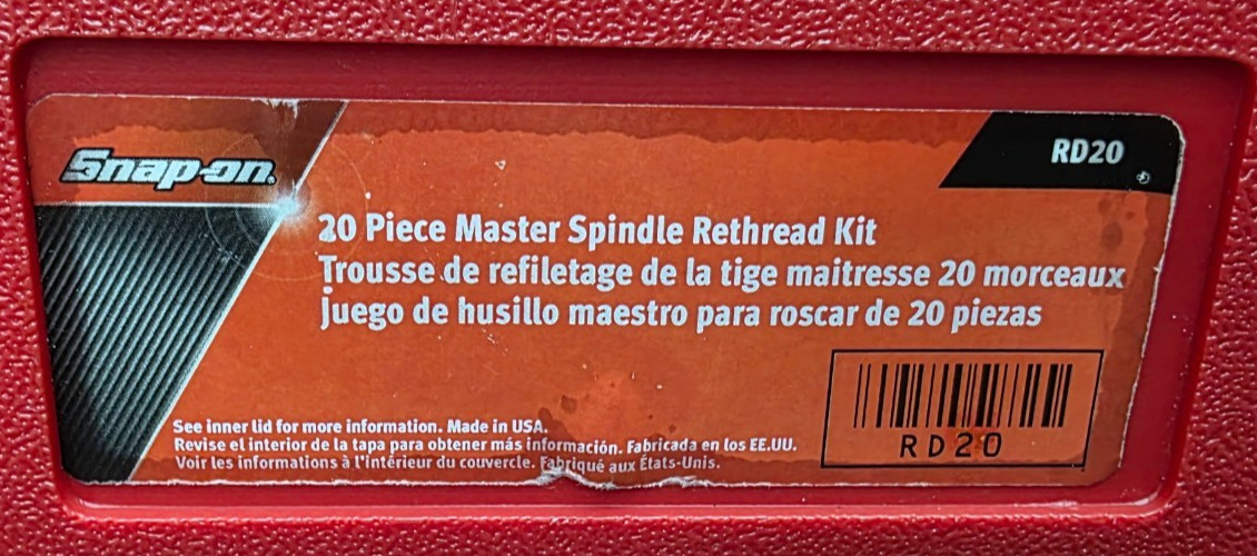 Snap On 20 pc Master Spindle Rethreading Set
