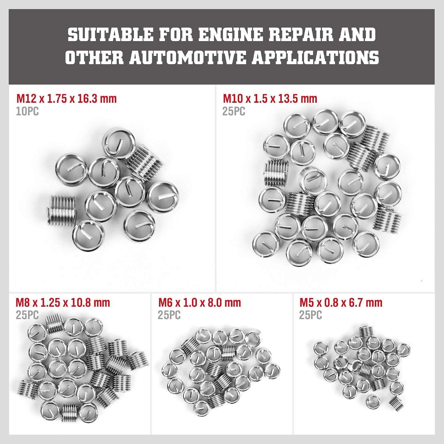 Metric Helicoil Thread Repair Kit 131-Piece M5 M12 Automotive Engine Spark Plug