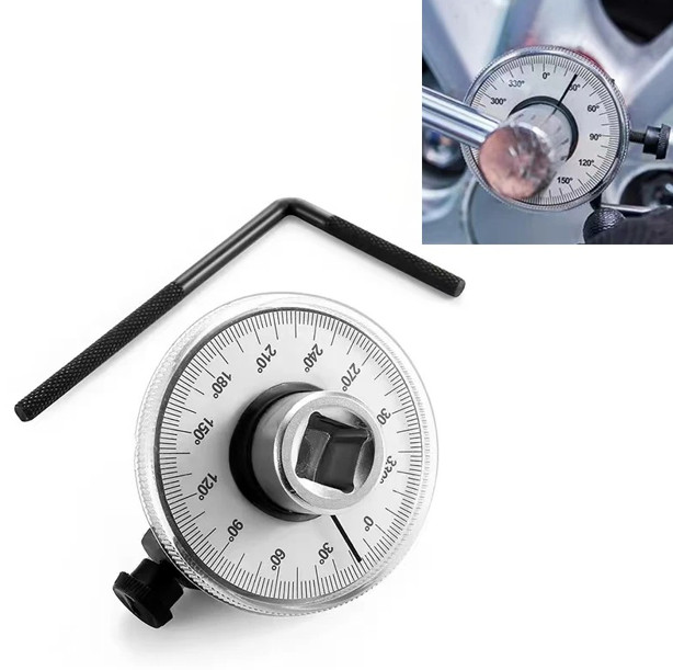 360 Degree 1/2″ Drive Torque Angle Gauge Meter Rotation Measure Wrench Tool