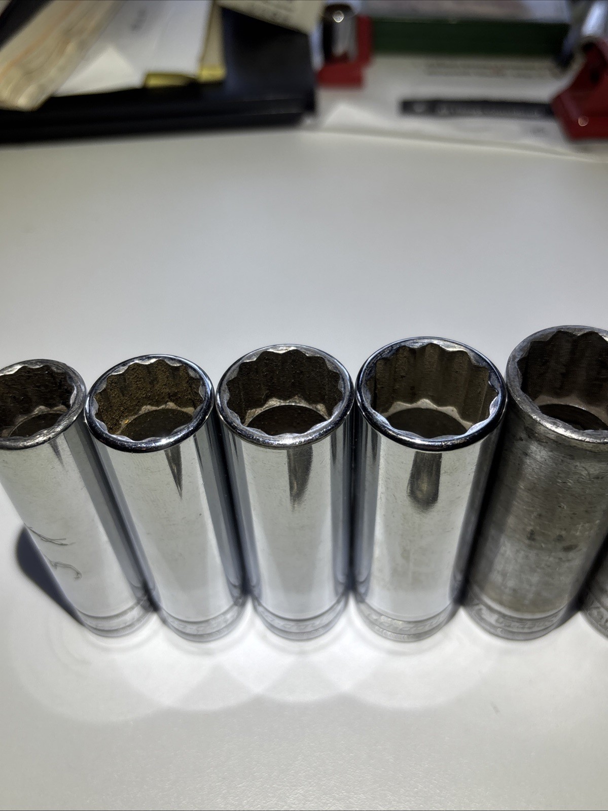 Snap On Tools 1/2″ DEEP SAE 5/8”»- 15/16″ Socket Set Lot 12-PT 🇺🇸