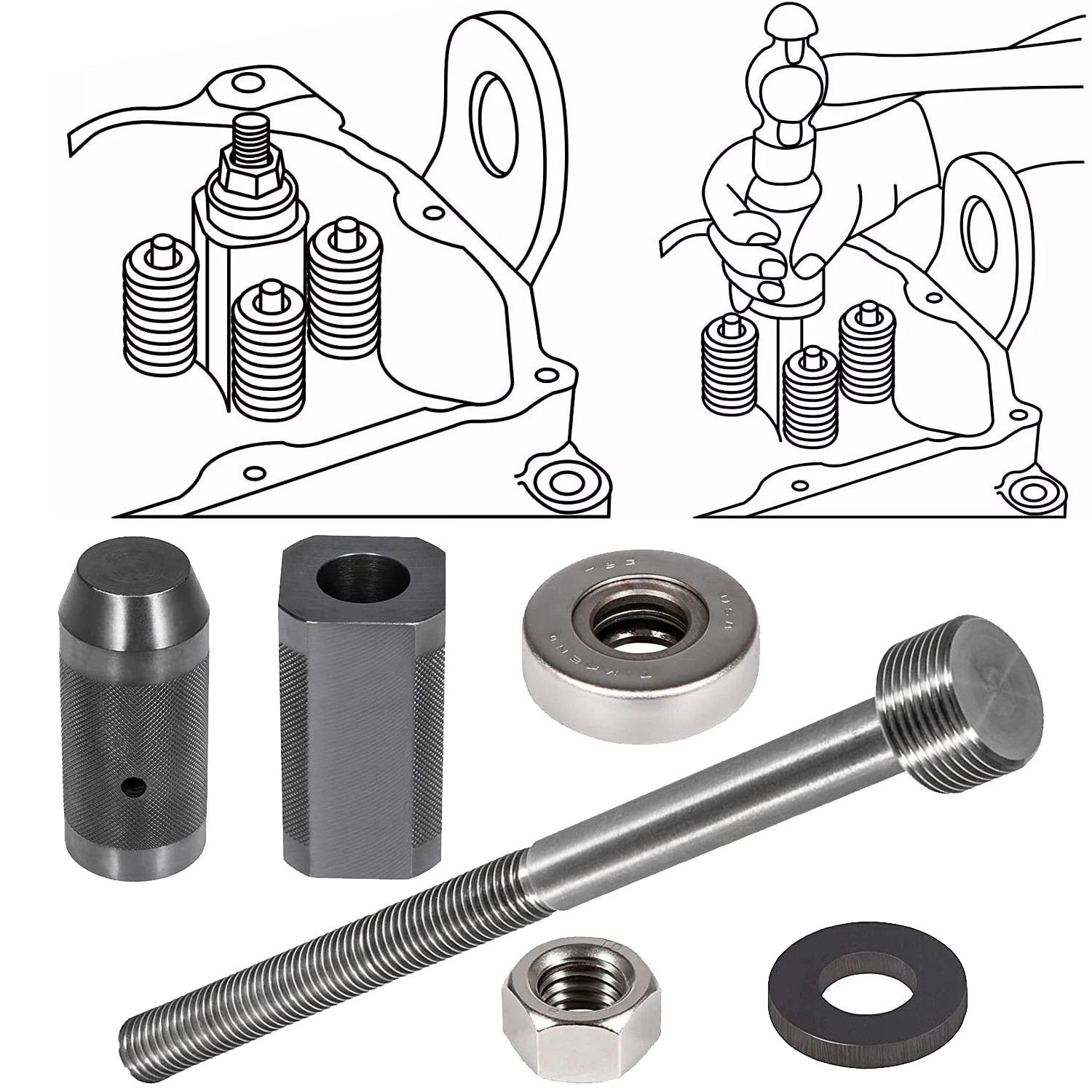 9U-6891 Injector Sleeve Cup Removal Tool Set For Caterpiller 3406E C15 C-10 C-12