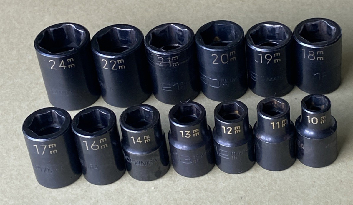 Matco Tools 13-Piece CP Series 1/2″ Drive Metric 6-Point Impact Socket Set USA