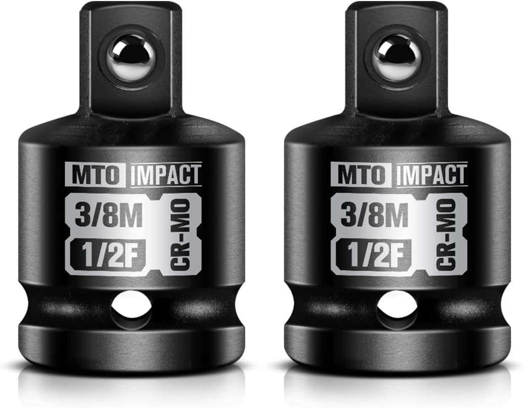 2 Piece 1/2 Female to 3/8 Male Impact Socket Adapter Set Cr Mo Steel