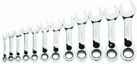12 Piece Metric Stubby Reversible Ratcheting Combination Wrench,12 Pt, Williams