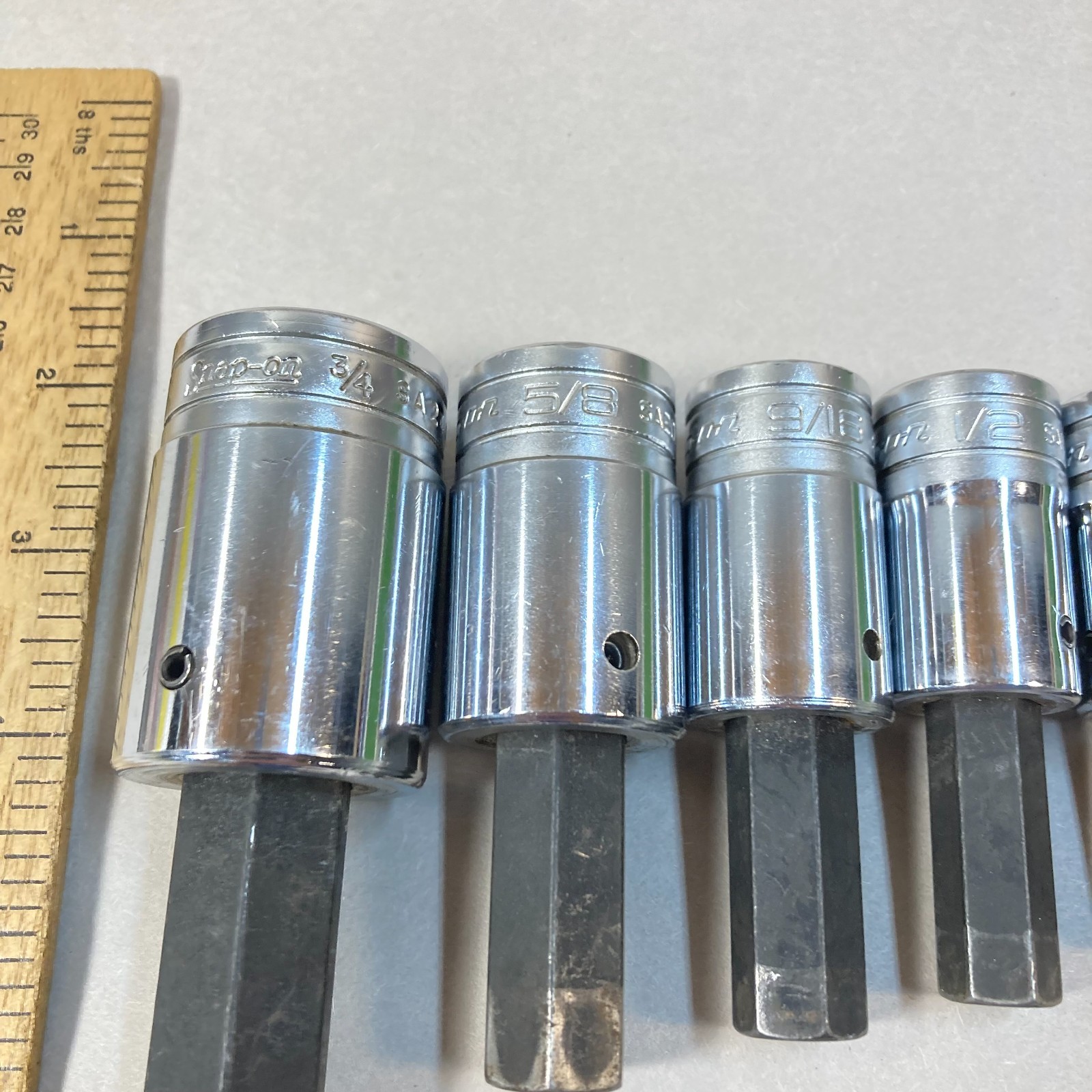 Snap-on Hex Bit Socket Set 7 Pc 1/2″ Drive SA24A 3/4″-SA10A 5/16″ USA