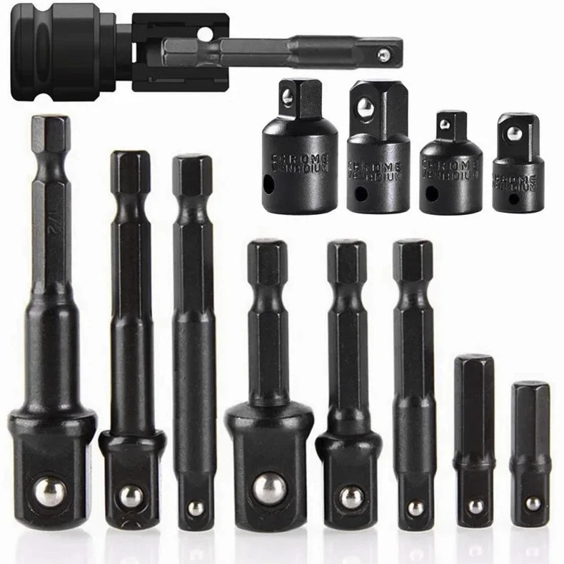 12pcs Impact Socket Adapter & Reducer Set Drill Extension Nut Driver Kit – NEW