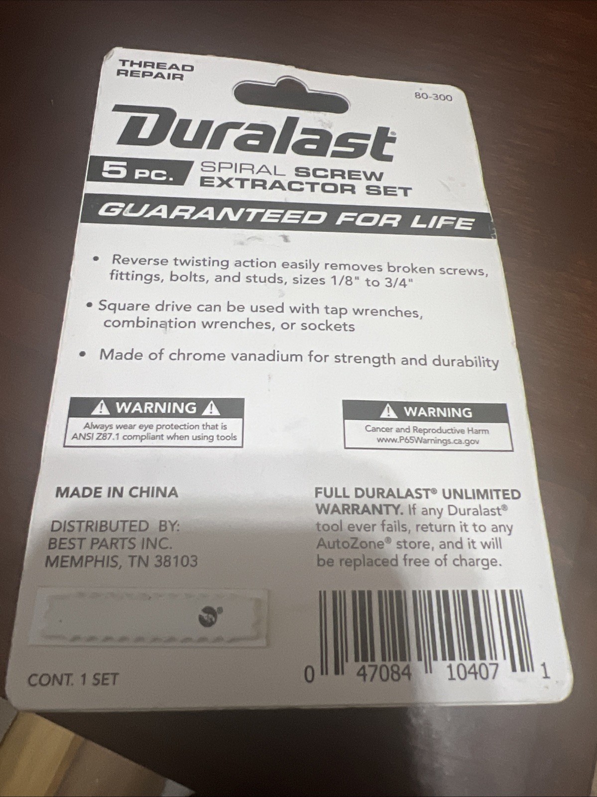 5pc Duralast Spiral Screw Extractor Set 80-300 – New