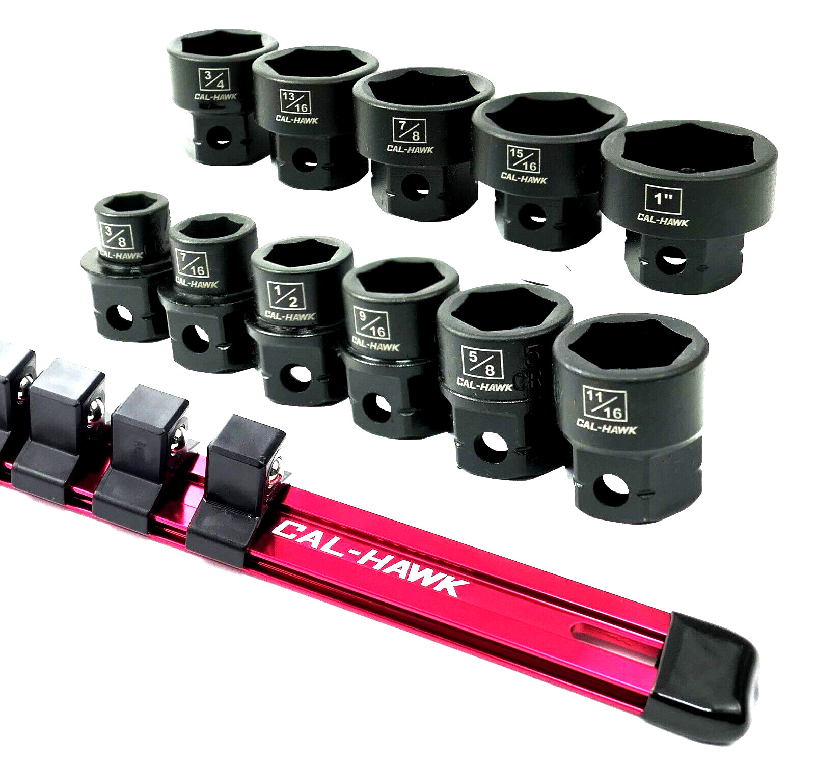11Pc 1/2″ Drive Nano Low Profile Impact Socket Set SAE New Cal-Hawk Pro
