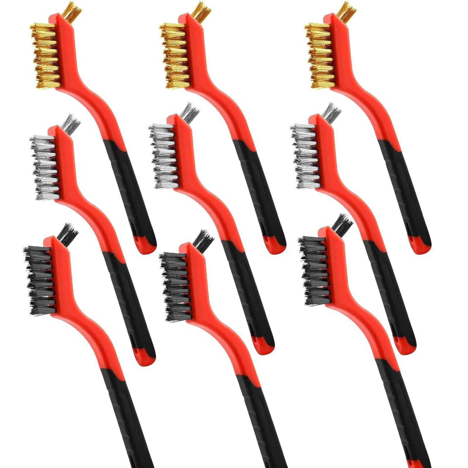 Wire Brush 9Pcs Metal Scrubber – Nylon/Brass/Stainless 9 PCS MULIT COLOR