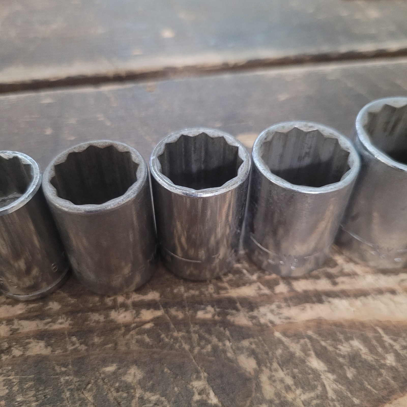 Vtg Craftsman 9pc 1/2″ Drive SAE 12 PT Shallow Sockets & Swivel Extension V VV
