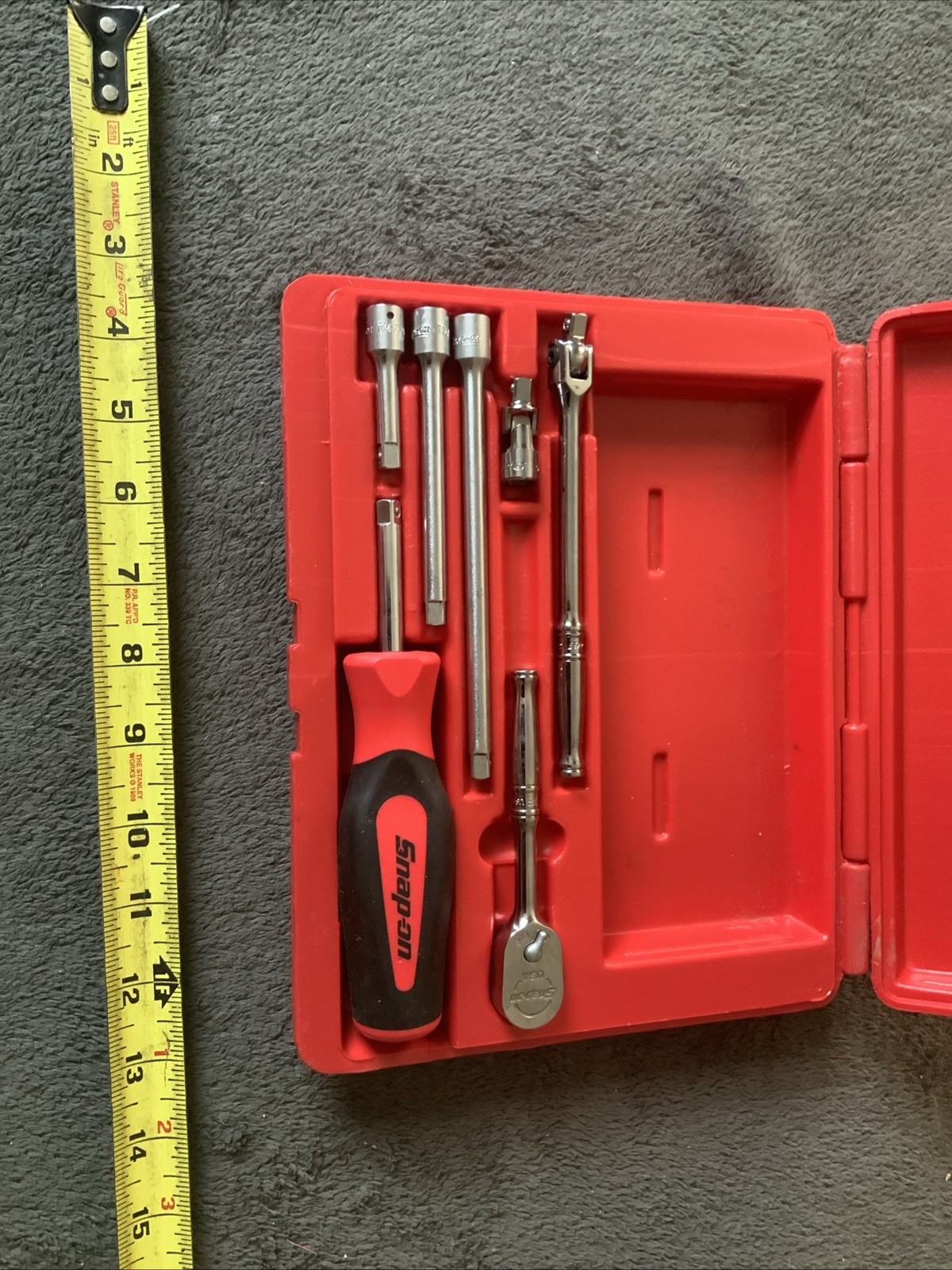 Snap On 1/4” Drive Ratchet, Driver, Breaker Bar, Extensions, In Case….see Pics..