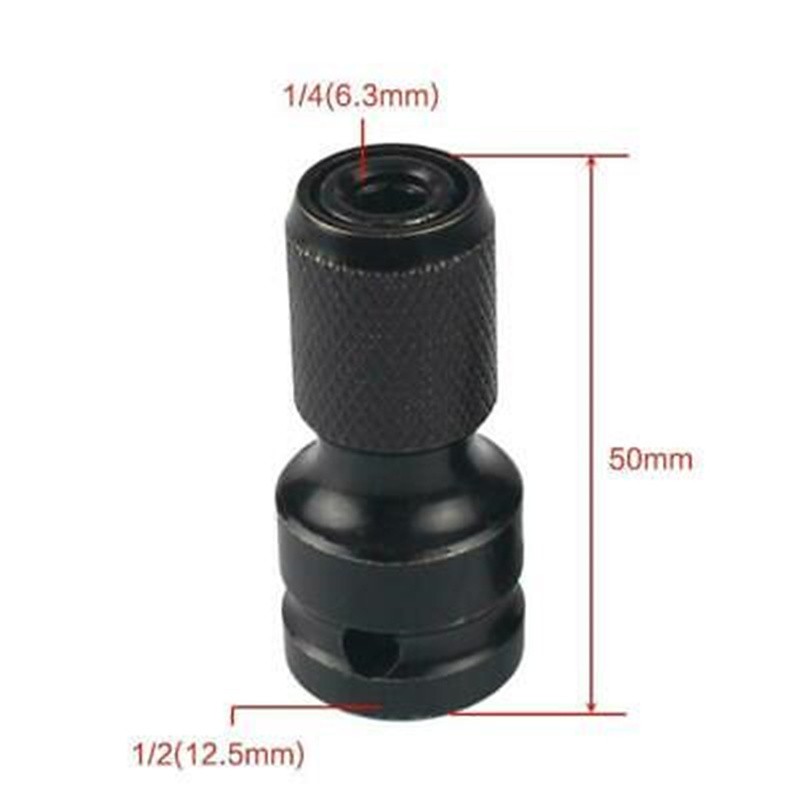 4Pcs 1/2″ Drive To 1/4″ Socket Adapter for IMPACT WRENCH Hex Drill Chuck Convert