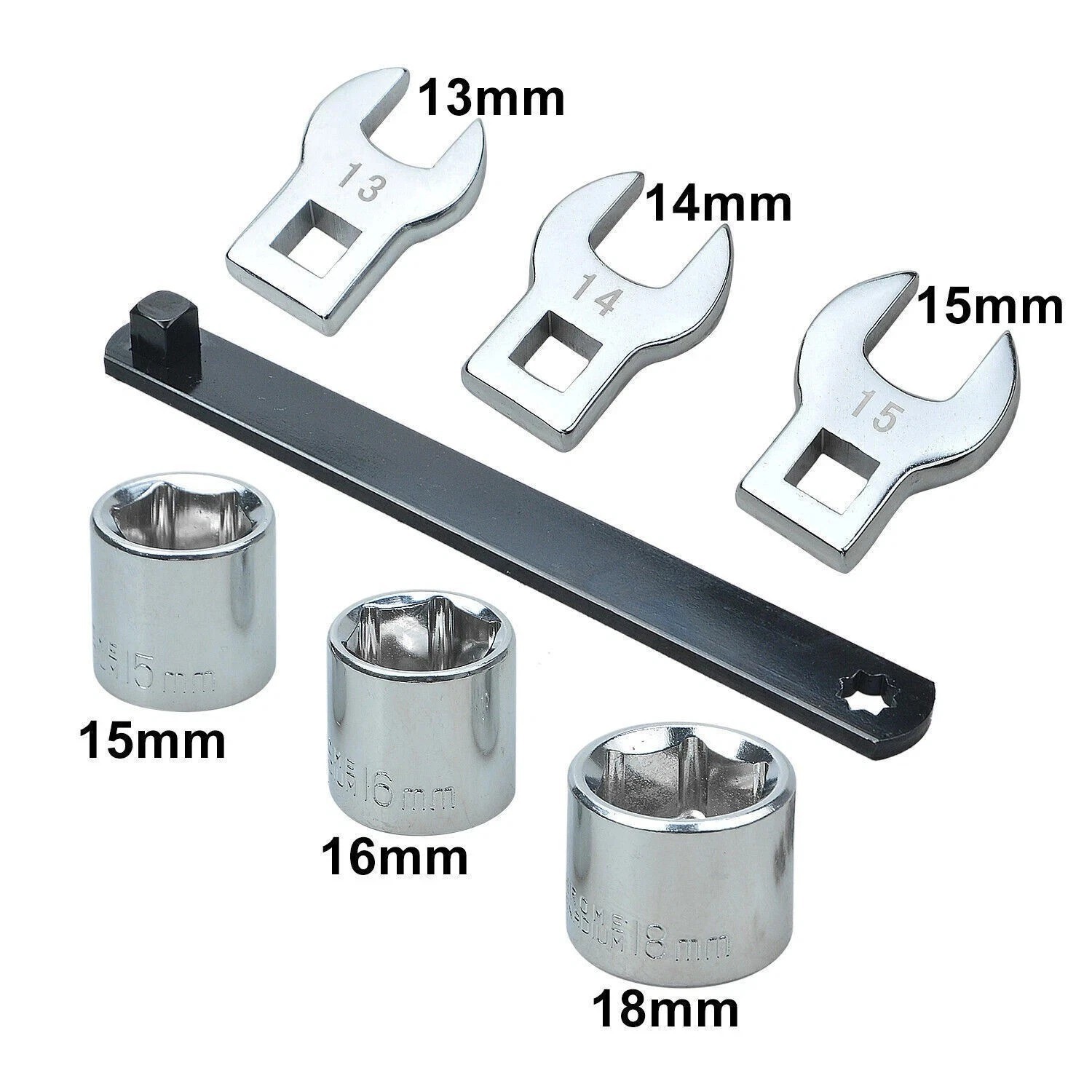 8PC Serpentine Belt Tension Tool 1/2″ 3/8″ Square Universal Belt Removal Wrech