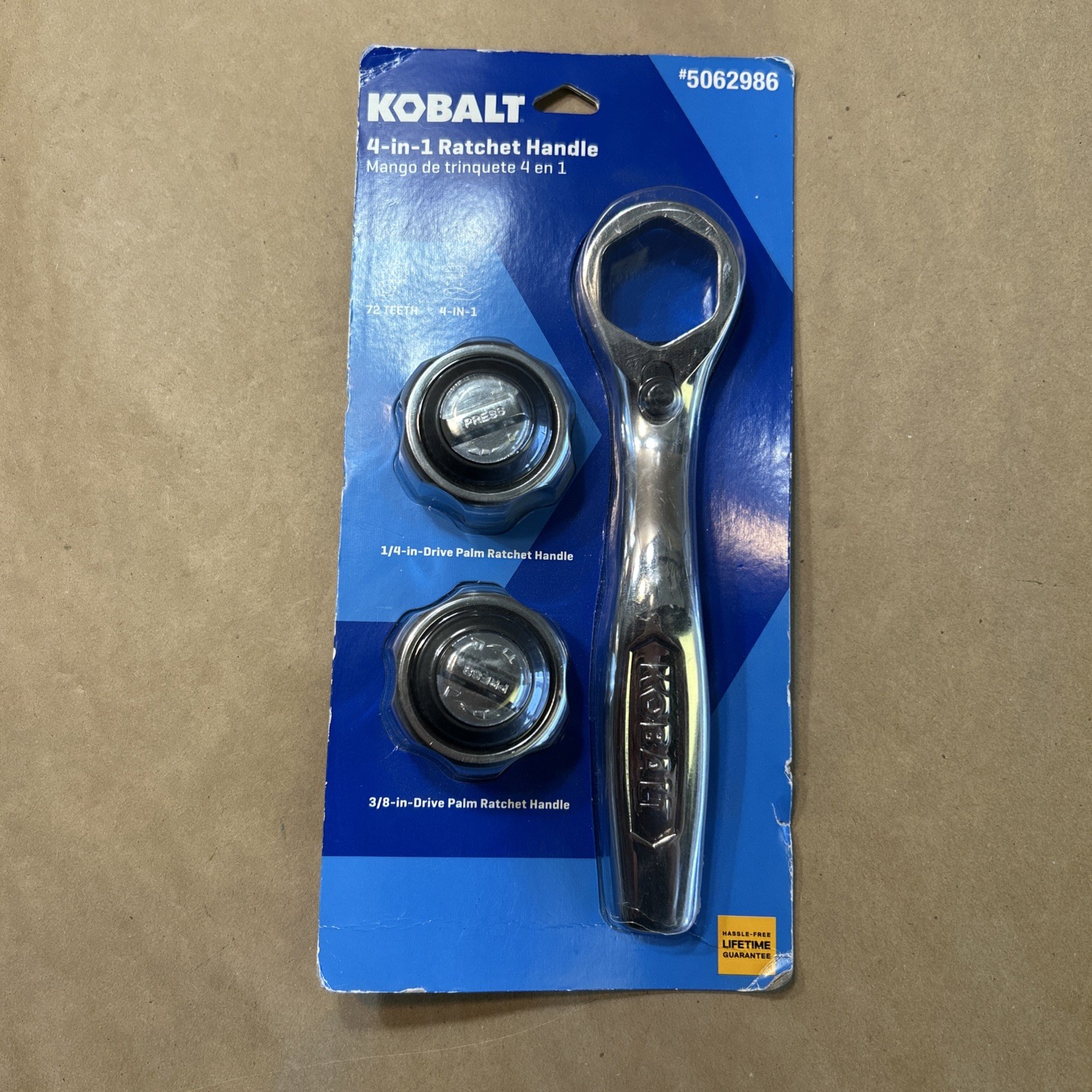 KOBALT 4-in-1 3/8 in & 1/4 inch Drive Palm Ratchet Wrench Handle Set # 5062986