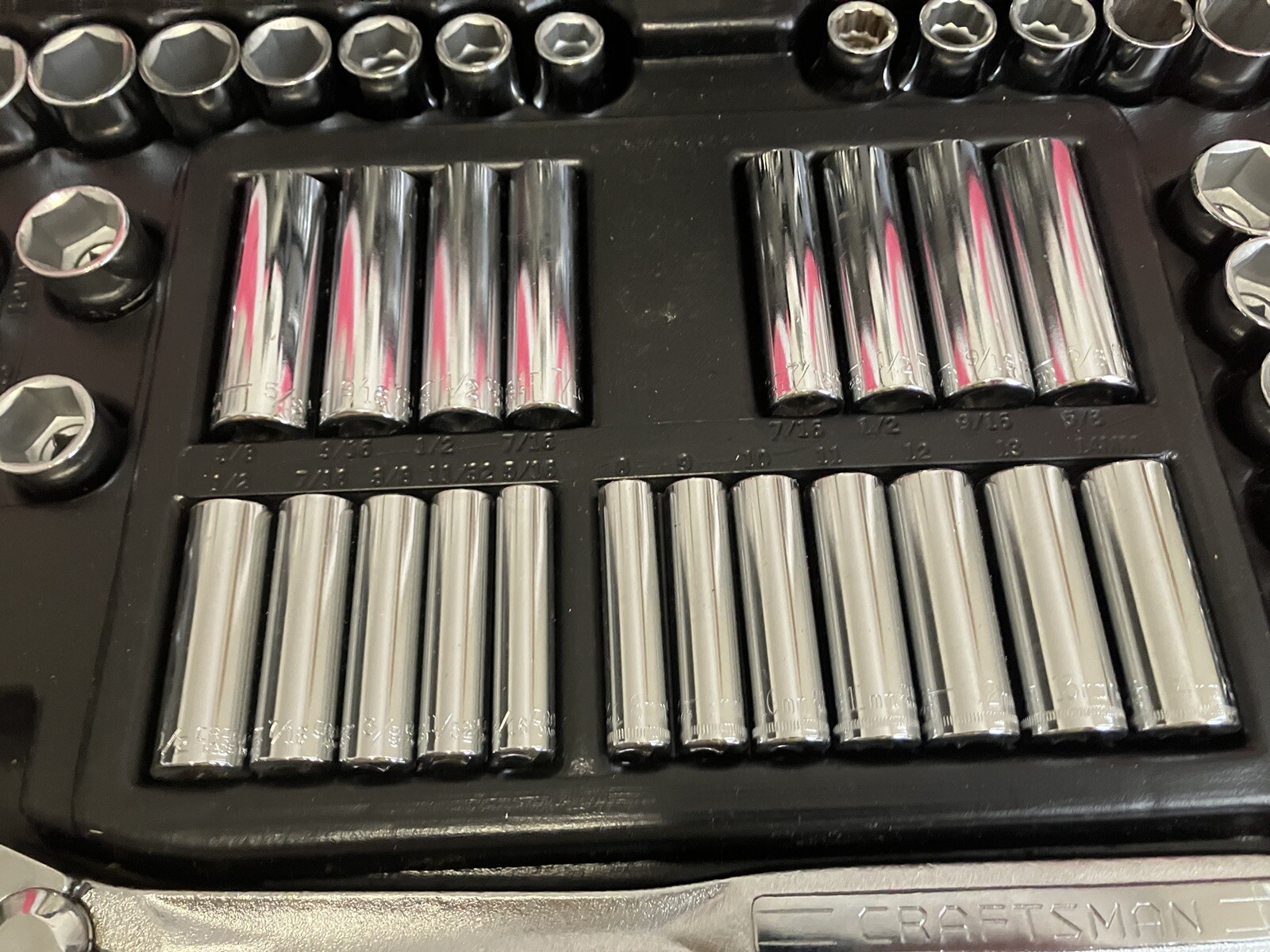 Vintage Craftsman 107pc Mechanics Tool Set USA USED SAE Metric 1/4” 3/8” 1/2” Dr