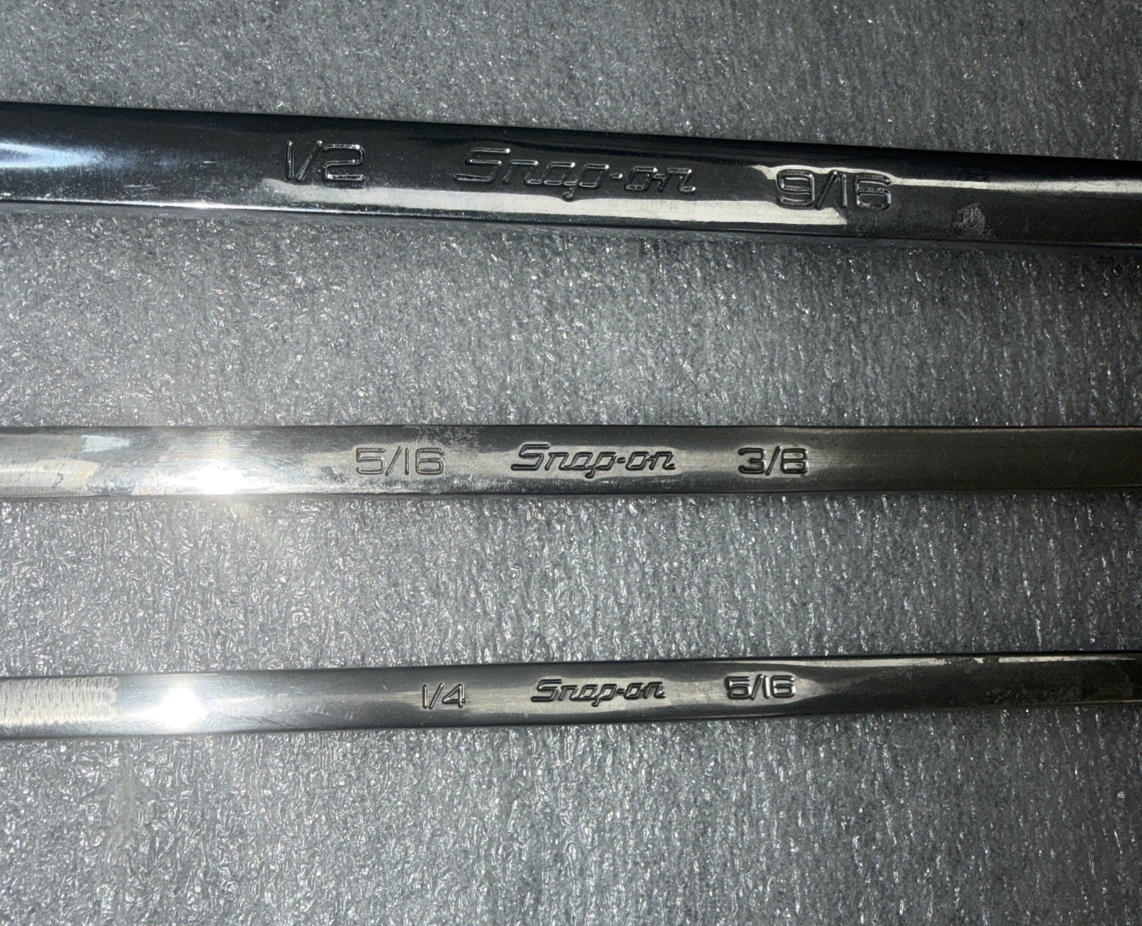 SNAP-ON 3 PC SAE Double Box End Wrench Sizes 1/4”5/16”3/8”5/16”1/2”9/16 USA
