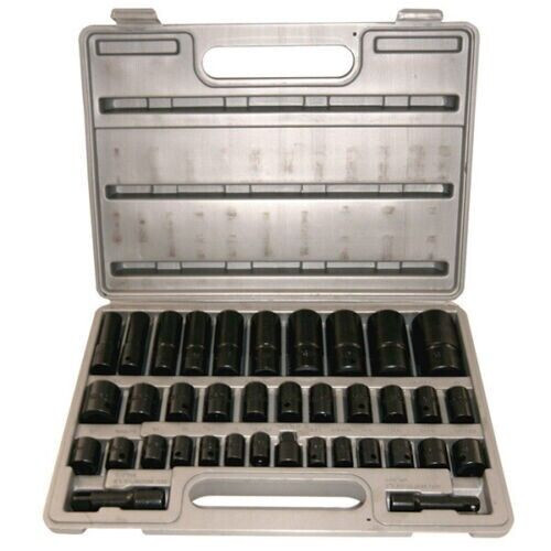 38 PC 3/8″ & 1/2″ DR AIR IMPACT SOCKET SET 6 POINTS SOCKETS KIT Shallow-Deep