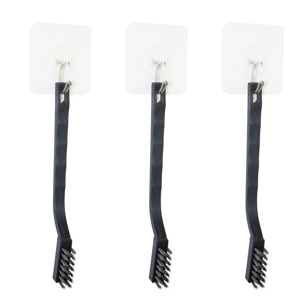 9PCS MINI Wire Brushes, Stainless Steel Brush Set, Curved Handle Black