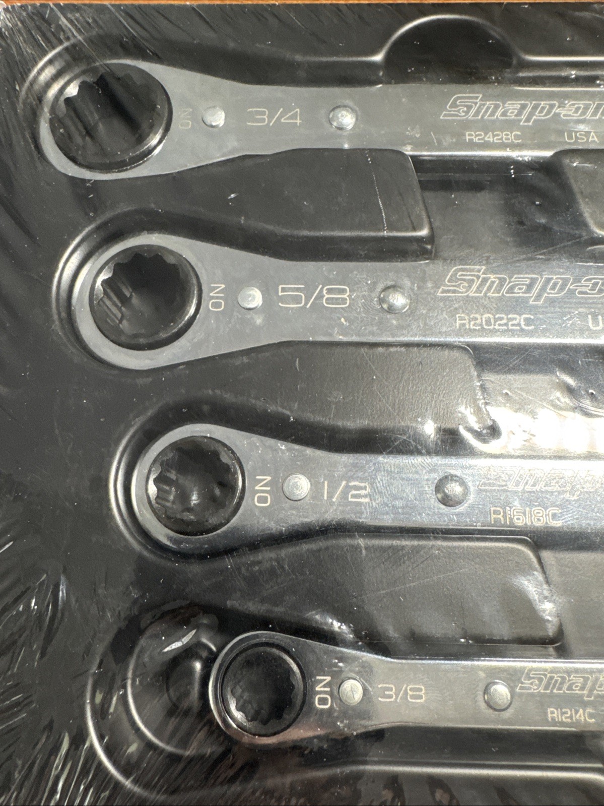 snap on flank drive wrench set 3/8 & 7/16. 1/2 & 9/16. 5/8 & 11/16. 3/4 & 7/8